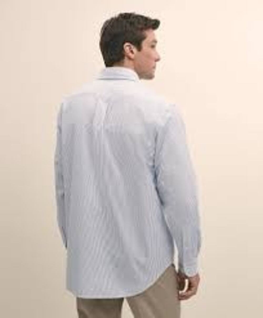 Brooks Brothers 16-33 L Men's button-up shirt white blue pinstripe long sleeve